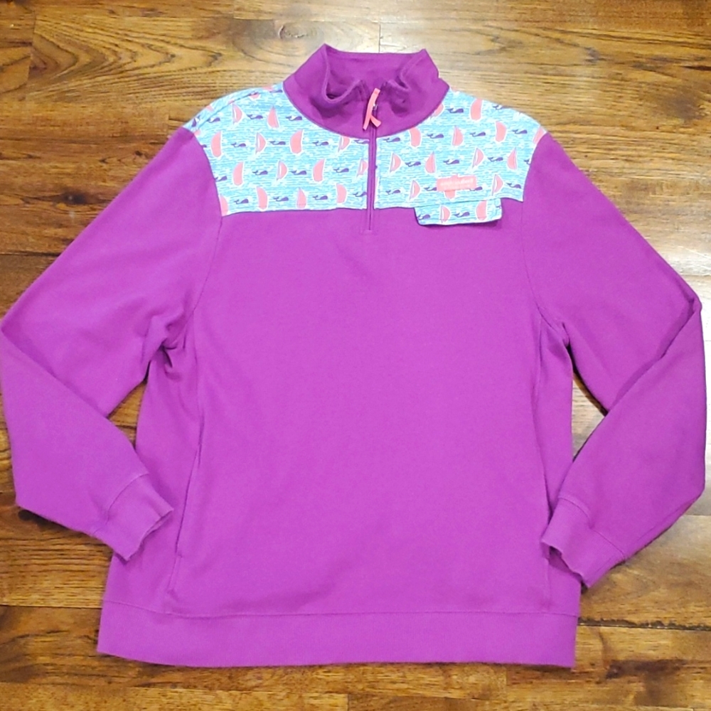 Womens Simply Southern purple 1/4 pullover sailboat print size L